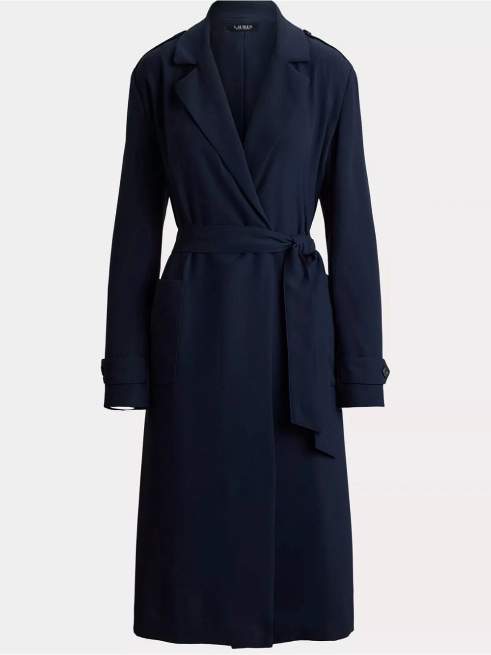 345$ Lauren Ralph Lauren Double-Faced Wrap Coat Women's Size 2 Navy Blue